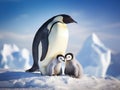 Emperor Penguins with chick