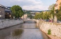 The Emperor`s Bridge over the river Miljacka, Sarajevo, Bosnia and Herzegovina. Royalty Free Stock Photo