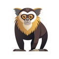 Emperor Tamarin monkey illustration with minimalist cartoon design style Royalty Free Stock Photo