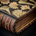 Emphasize the intricate patterns and textures of different bookbinding techniques from a unique highangle perspective Showcase the