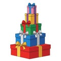 Emphasizing the bright colors of the boxes. The image has a clean cartoon Royalty Free Stock Photo