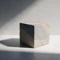 Emphasizing the geometric and material contrast between the cube and its Royalty Free Stock Photo