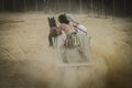 Empire, chariot race in a Roman circus, gladiators and slaves fighting Royalty Free Stock Photo