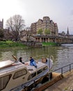 Empire Hotel and The Colonnade on river Avon in Bath, Somerset, England