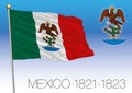 Empire of Mexico, historical flag 1821-1823, Mexico