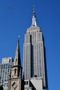 Empire State Building and Airplane, 5th Avenue, New York City, USA Royalty Free Stock Photo