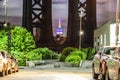 The Empire State Building as seen from Manhattan bridge Royalty Free Stock Photo