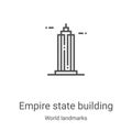empire state building icon vector from world landmarks collection. Thin line empire state building outline icon vector