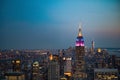 Empire State Building lit at sunset Royalty Free Stock Photo