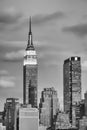 Empire State Building and New Yorker Hotel bw