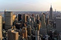 The Empire State Building, One World Trade Center, Times Square, and the skyline of downtown Manhattan at sunset Royalty Free Stock Photo