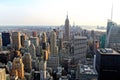 The Empire State Building, One World Trade Center, Times Square, and the skyline of downtown Manhattan at sunset Royalty Free Stock Photo