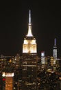 The Empire State Building in the skyline of New York at night Royalty Free Stock Photo