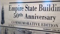 Empire State Building 50th anniversary. Newspaper headline and article.