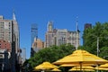 Empire State Building from 5th Avenue, Madison Square Park, New York City, USA Royalty Free Stock Photo