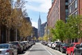 The Empire State Building viewed from an Empty Street in Long Island City Queens of New York City Royalty Free Stock Photo