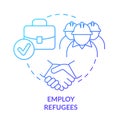 Employ refugees blue gradient concept icon