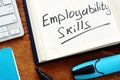 Employability skills handwritten in the notebook