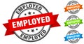 employed stamp. round band sign set. label