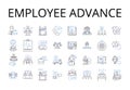 Employee advance line icons collection. Staff growth, Worker development, Personnel improvement, Team progress, Staff