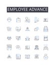 Employee advance line icons collection. Staff growth, Worker development, Personnel improvement, Team progress, Staff