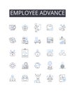 Employee advance line icons collection. Staff growth, Worker development, Personnel improvement, Team progress, Staff