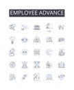 Employee advance line icons collection. Staff growth, Worker development, Personnel improvement, Team progress, Staff