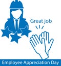 Employee Appreciation Day blue vector icon. Royalty Free Stock Photo