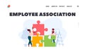 Employee Association Landing Page Template. People Cooperation, Creative Idea Development, Collective Work