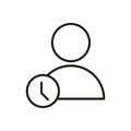 Employee attendance icon. job ontime design. Human avatar with wall clock. Vector illustration. stock image.