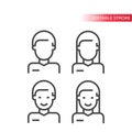 Employee or avatar thin line vector icon. Male and female torso, man and woman profile. Royalty Free Stock Photo