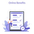 Employee benefits package online service or platform. Compensation
