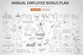 Employee Bonus Benefit Plan concept with Doodle design style