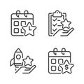 Employee bonus program pixel perfect linear icons set