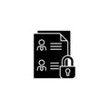 Employee data protection black glyph icon