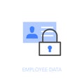 Employee data symbol with a padlock and identity card