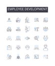 Employee development line icons collection. Conference, Discussion, Seminar, Panel, Forum, Colloquium, Roundtable vector