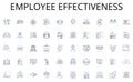 Employee effectiveness line icons collection. Globetrotting, Odyssey, Sojourner, Expedition, Discovery, Wanderlust Royalty Free Stock Photo