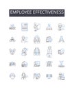 Employee effectiveness line icons collection. Team productivity, Efficient management, Workforce capacity, Resource