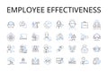 Employee effectiveness line icons collection. Team productivity, Efficient management, Workforce capacity, Resource