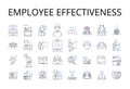 Employee effectiveness line icons collection. Team productivity, Efficient management, Workforce capacity, Resource