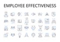 Employee effectiveness line icons collection. Team productivity, Efficient management, Workforce capacity, Resource