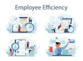 Employee efficiency concept set. Business staff management for a productive