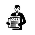 Employee, employment, job search black icon