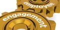 Employee engagement word on golden gears Royalty Free Stock Photo