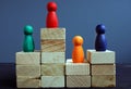 Employee evaluation. Blocks from wood and figurines. Royalty Free Stock Photo