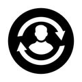 Employee, flow, qualification icon. Black vector graphics