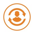 Employee, flow, qualification icon. Rounded orange vector graphics