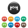 Employee with gear icons set color Royalty Free Stock Photo