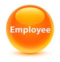 Employee glassy orange round button